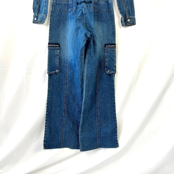 LOGIK BLUE JEANS JUMPSUIT OVERALL Y2K LONG SLEEVES JUMPSUIT 90s VINTAGE SIZE 26 - Picture 9 of 17